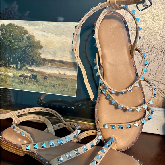 Studded Tan Sandals - Picture 1 of 2
